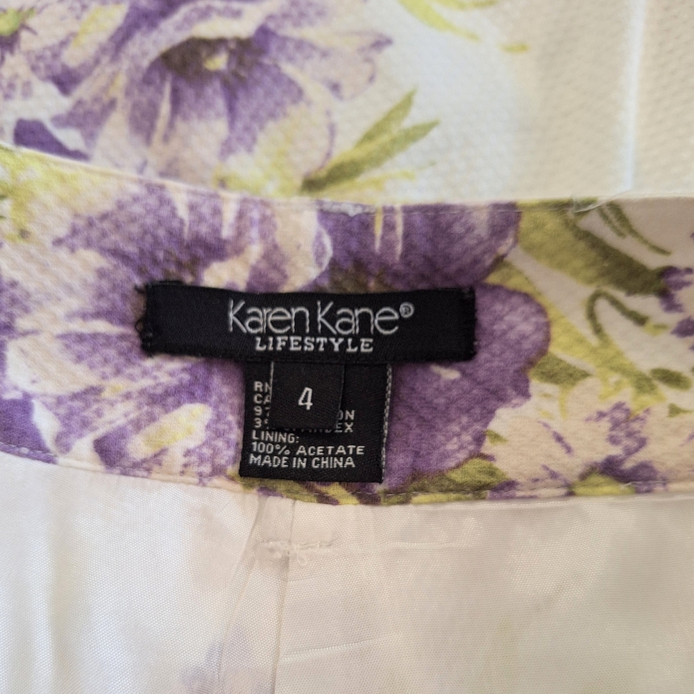 Karen Kane Textured Floral Crop Pants Sz 4 *S - Picture 6 of 7